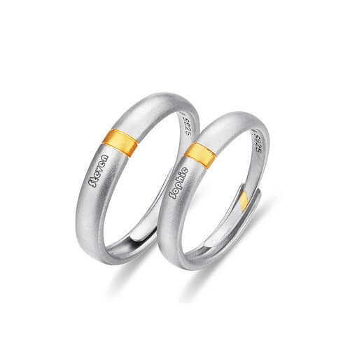 Unique personalized silver and gold two tone couple rings with name engraved wholesale manufacturers and suppliers websites